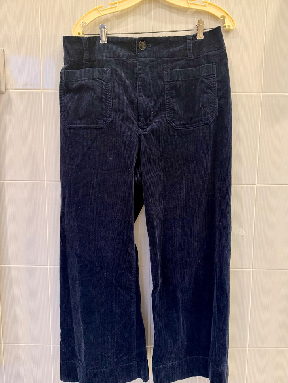 Anthropologie Navy Wide-Leg Corduroy Pants